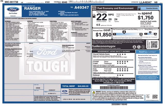 Certified 2020 Ford Ranger Lariat w/ Trailer Tow Package image 36