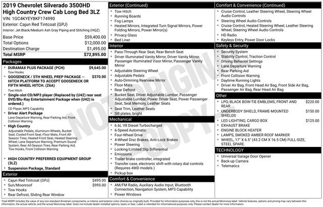 Used 2019 Chevrolet Silverado 3500 High Country w/ Duramax Plus Package image 2
