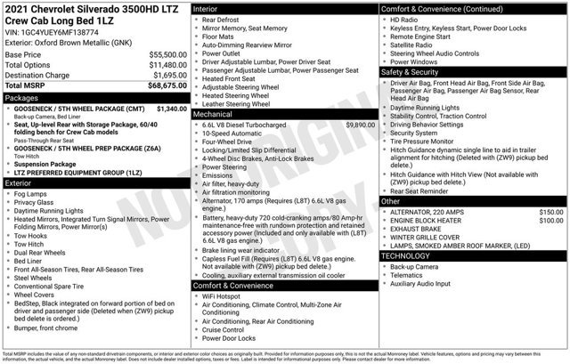 Used 2021 Chevrolet Silverado 3500 LTZ w/ Gooseneck/5TH Wheel Package AWD/4WD image 2