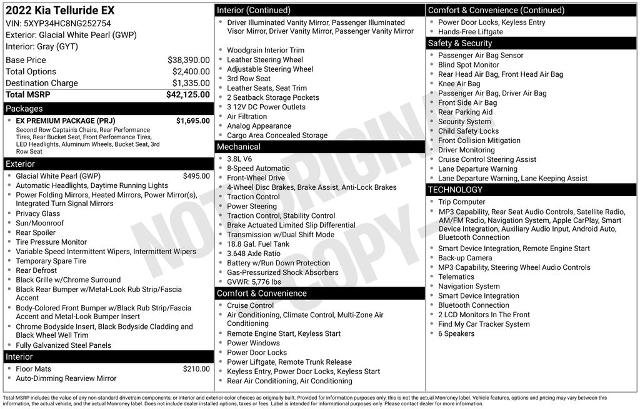 Used 2022 Kia Telluride EX w/ EX Premium Package FWD image 5