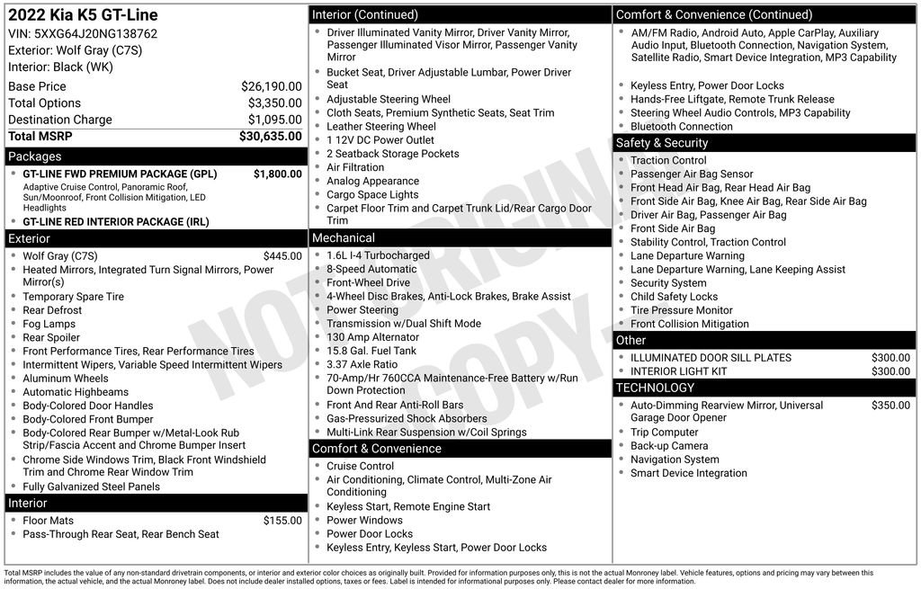 Used 2022 Kia K5 GT-Line w/ GT-Line FWD Premium Package image 7