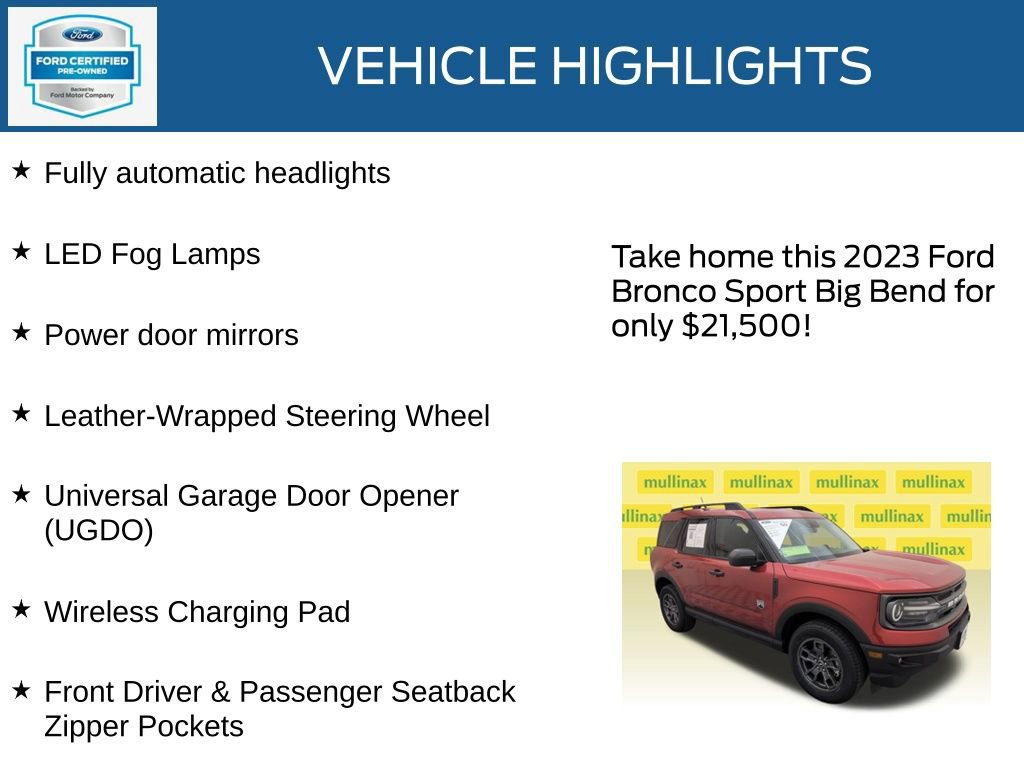 Certified 2023 Ford Bronco Sport Big Bend w/ Convenience Package image 37