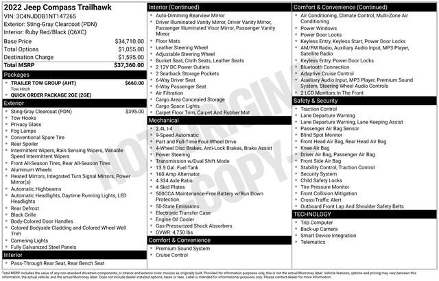 Used 2022 Jeep Compass Trailhawk w/ Trailer Tow Group image 28