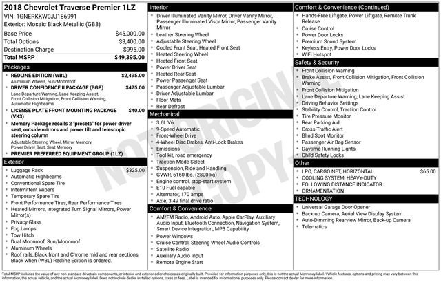 Used 2018 Chevrolet Traverse Premier w/ Redline Edition image 39