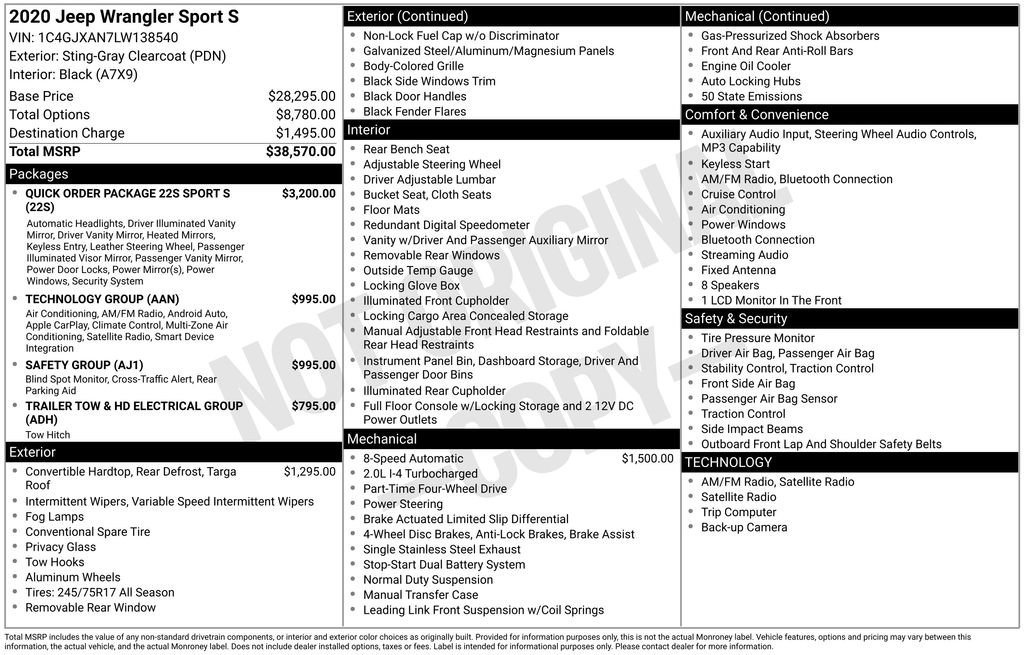 Used 2020 Jeep Wrangler Sport image 30