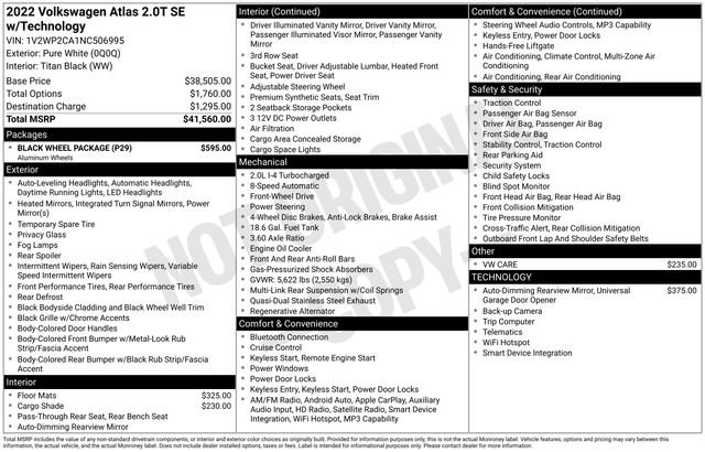 Used 2022 Volkswagen Atlas SE w/ Black Wheel Package FWD image 6