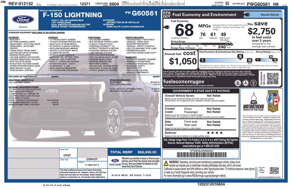 Certified 2023 Ford F150 Lightning XLT image 2