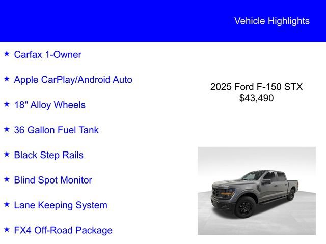 Certified 2025 Ford F150 STX w/ Equipment Group 201A FX4 AWD/4WD image 3