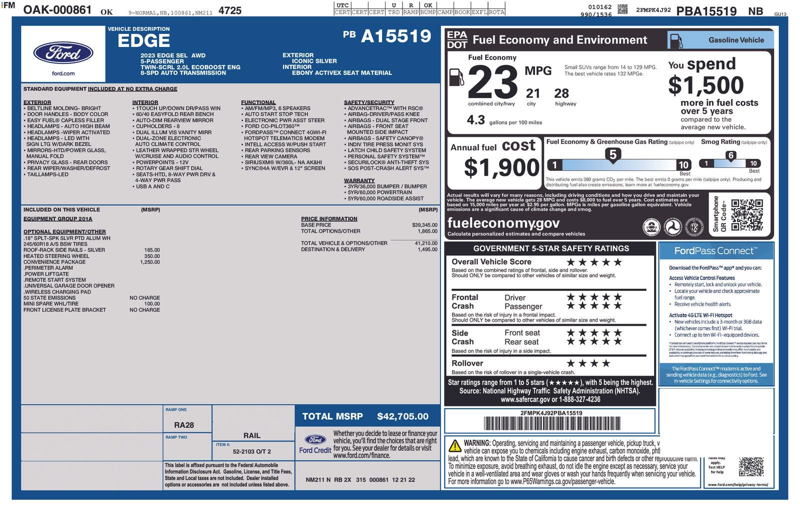 Certified 2023 Ford Edge SEL w/ Convenience Package AWD/4WD image 4