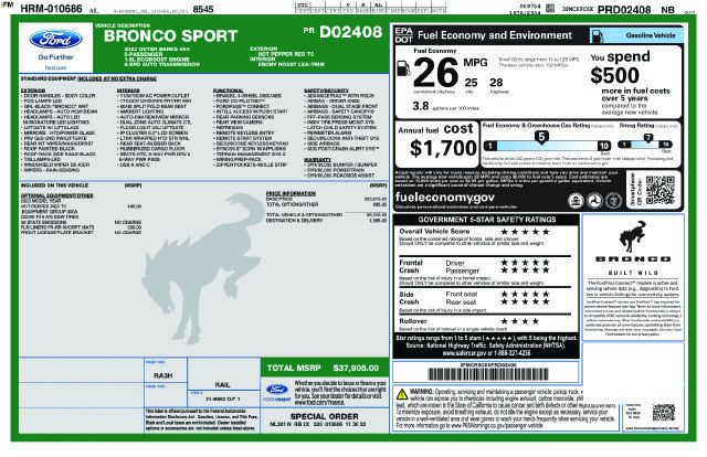 Certified 2023 Ford Bronco Sport Outer Banks AWD/4WD image 23
