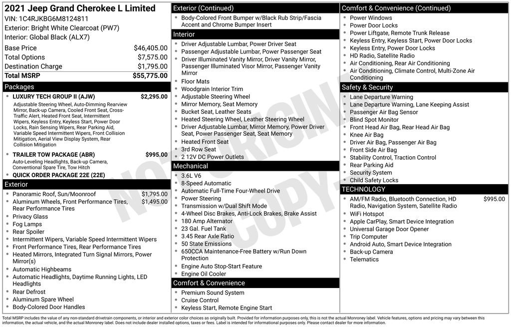 Used 2021 Jeep Grand Cherokee L Limited w/ Luxury Tech Group II AWD/4WD image 2