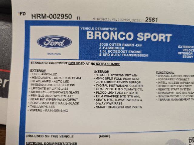 Certified 2025 Ford Bronco Sport Outer Banks w/ Outer Banks Tech Package+ image 15