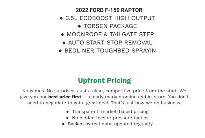 Certified 2022 Ford F150 Raptor w/ Equipment Group 801A High AWD/4WD image 2