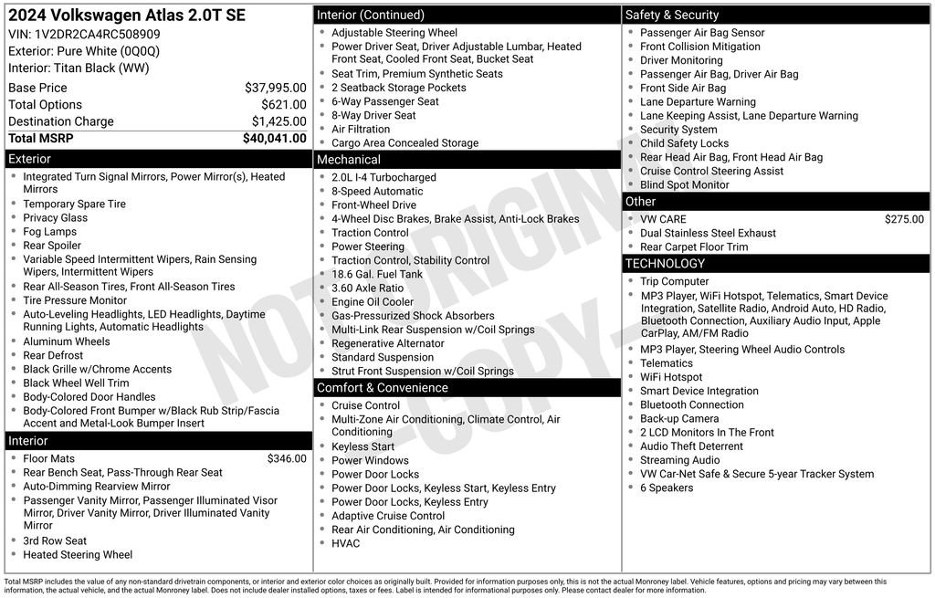 Used 2024 Volkswagen Atlas SE FWD image 6