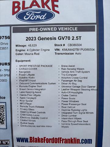 Used 2023 Genesis GV70 2.5T w/ Sport Prestige Package AWD/4WD image 30