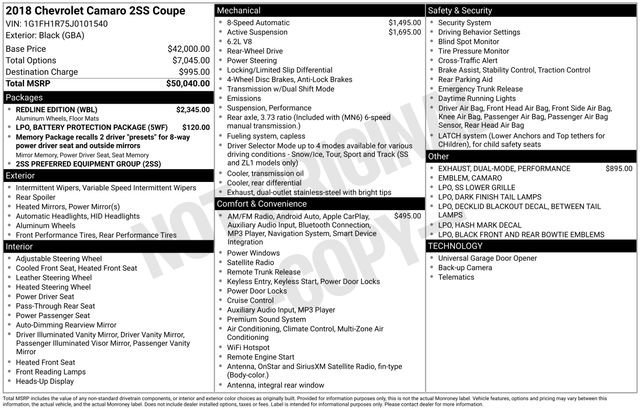 Used 2018 Chevrolet Camaro SS w/ Redline Edition image 13