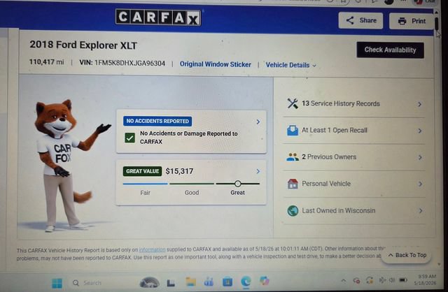 Certified 2018 Ford Explorer XLT w/ Equipment Group 202A AWD/4WD image 46