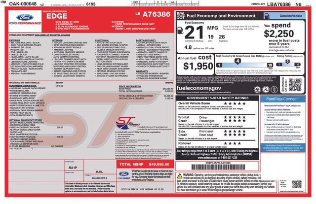 Certified 2020 Ford Edge ST w/ Equipment Group 401A AWD/4WD image 39