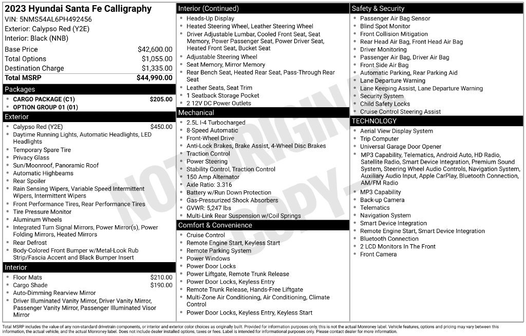 Used 2023 Hyundai Santa Fe Calligraphy w/ Cargo Package FWD image 44