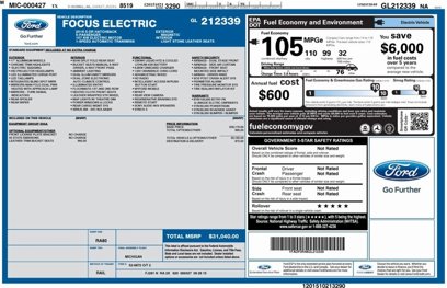 Certified 2016 Ford Focus Electric Hatchback